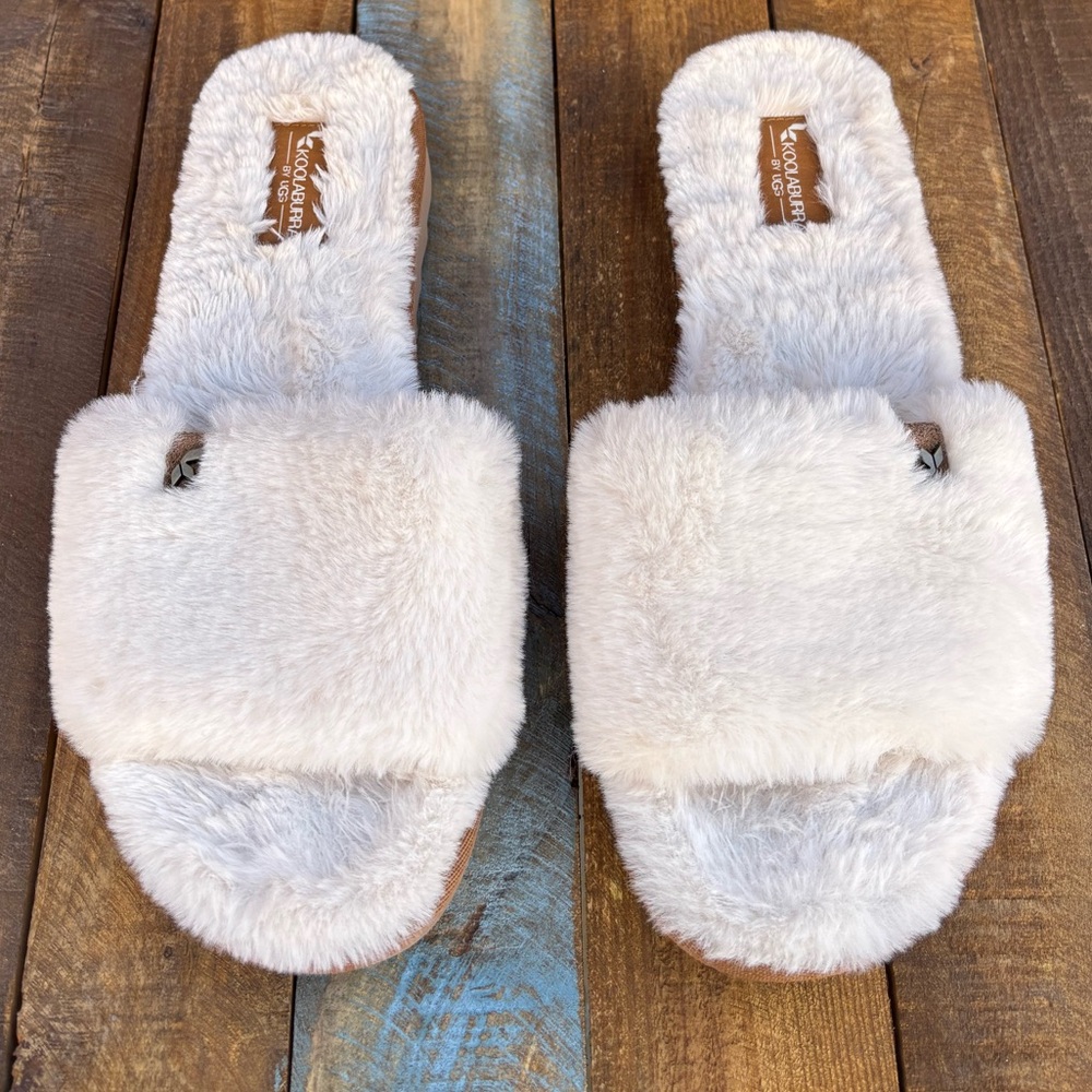 UGG Cream Fuzz Slide Slippers